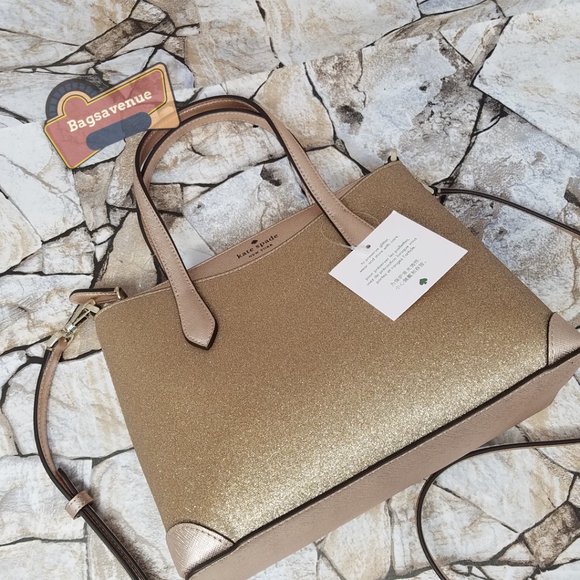 Lola Joeley Shimmy Glitter Lola Satchel Crossbody Rose Gold Small Kate Spade - Picture 12 of 14